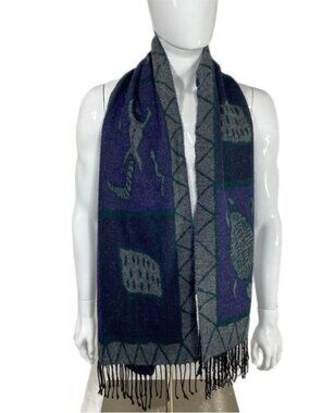 Soft Warm Cave Painting Animal Design Long Tassel Scarf